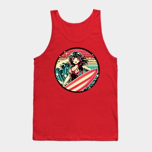 Retro Surfer Star Girl Tank Top